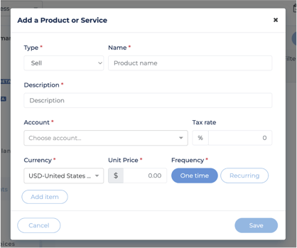 ADD PRODUCTSERVICE ARBO HELP