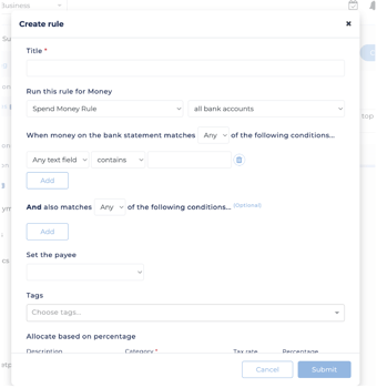 CREATE BANK RULES ARBO HELP